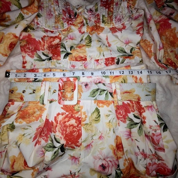 Love Bell High Waist Floral top and Shorts set Vibrant Orange Pink - Picture 10 of 14